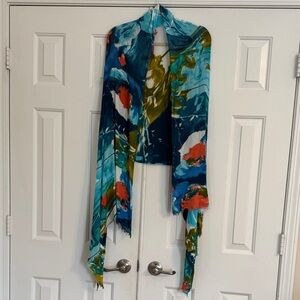 Cynthia Rowley Turquoise, Teal & Yellow Floral Label Detail